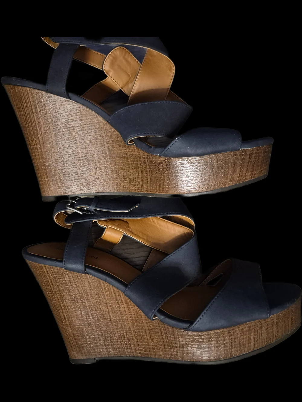 Indigo Wedge Sandals - Leather Platform Heels